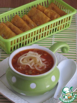 Рецепт Суп томатный с чечевицей и карамелизированным луком