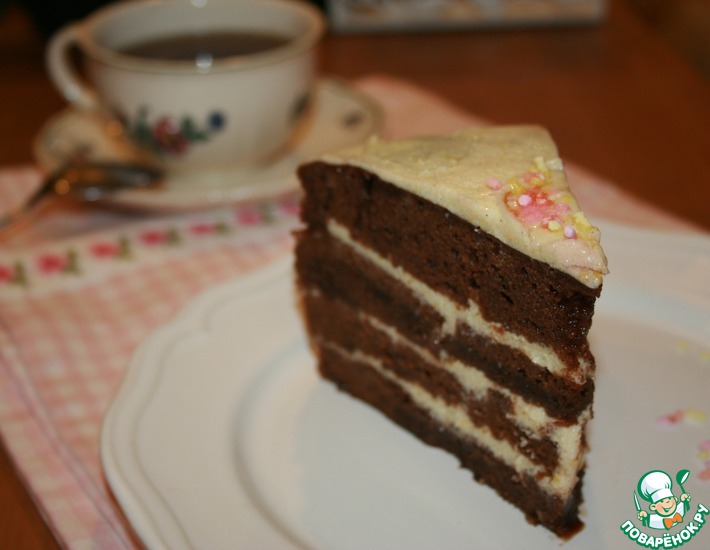 Рецепт: Шоколадно-ванильный торт Пост в сладость