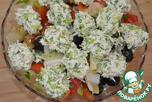Рецепт Овощной салат с сырными шариками