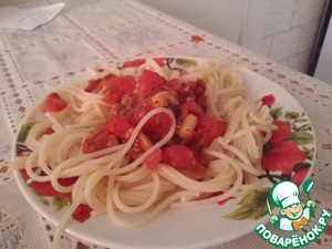 Рецепт Паста с креветками, базиликом и помидорами
