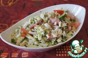 Рецепт Салат из свежих овощей с консервированным кальмаром