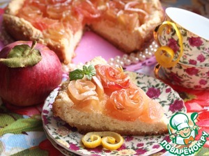 Рецепт Творожно-лимонный пирог с яблочными розочками