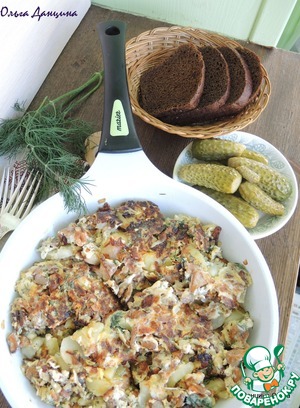 Рецепт Грибы с картофелем и яйцами на сковороде