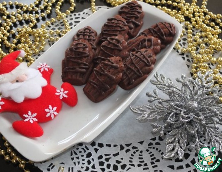 Рецепт: Шоколадное печенье Мадлен с персиками