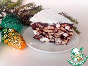 Рецепт Шоколадный десерт с орехами, печеньем, маршмеллоу