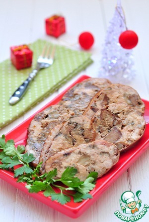 Рецепт Крыло индейки, фаршированное печенью и грибами