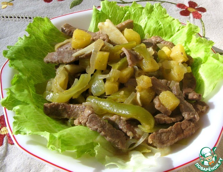 Рецепт: Теплый салат из говядины
