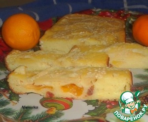 Рецепт Манный пирог с изюмом и мандаринами