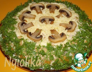 Рецепт Закусочный сырно-грибной торт "Полянка"