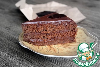 Рецепт: Бисквит Шоколадница с карамельно-шоколадным ганашем