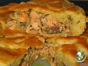 Рецепт Пирог с красной рыбой и рисом