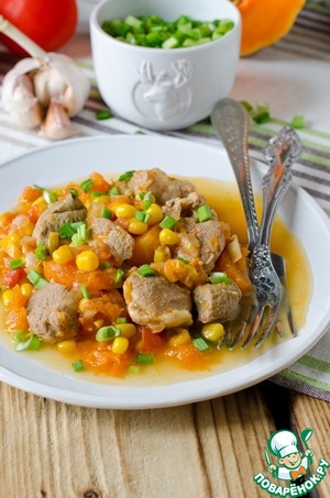 Curry with pork in multivarka