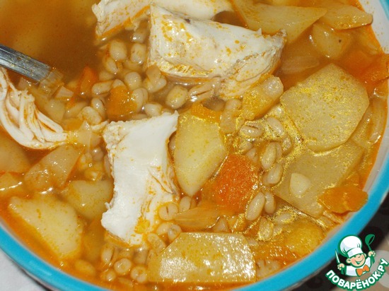 пряный суп с перловкой