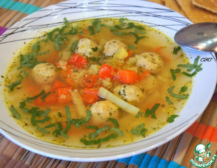 Рецепт: Пряный суп с кус-кусом и фрикадельками