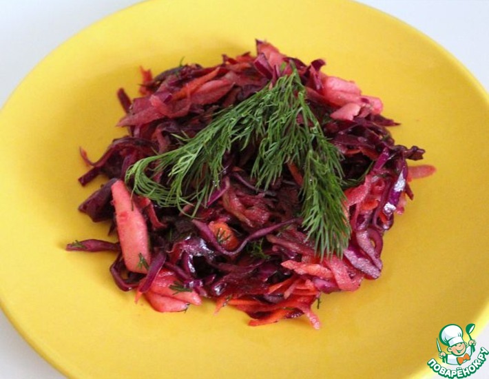Рецепт: Салат 0 калорий из краснокочанной капусты