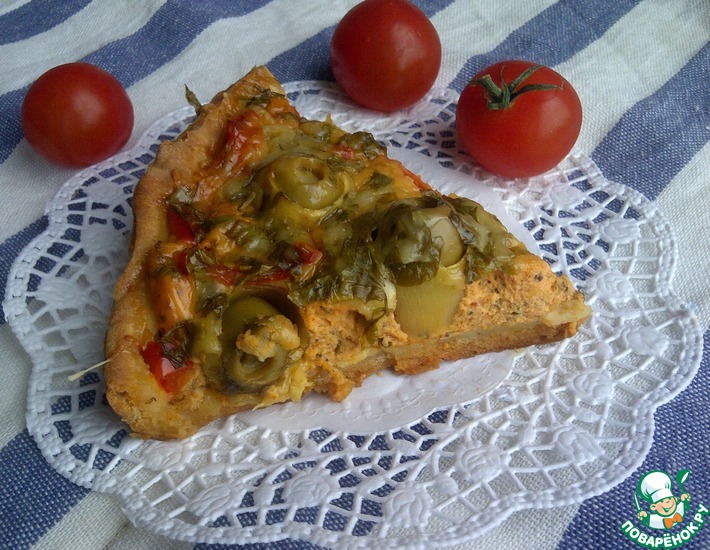 Рецепт: Тарт с творогом, кабачками и оливками