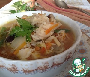 Рецепт Рыбный суп из трески с пекинской капустой и рисом
