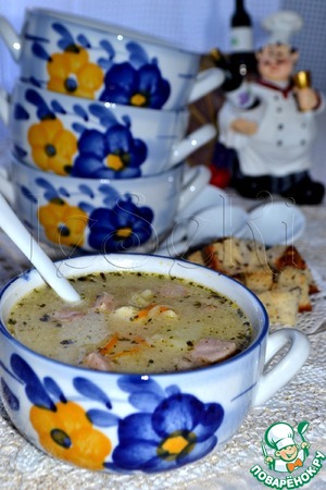 Рецепт Сливочно-сырный суп с ветчиной и сухариками