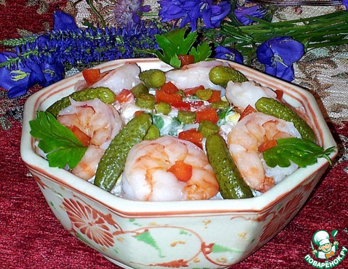 Рецепт: Восточный рисовый салат с креветками
