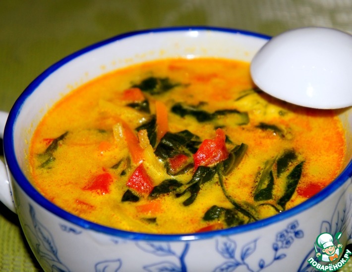 Рецепт: Овощной суп со шпинатом