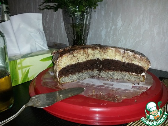 Торт "Три богатыря" в разрезе