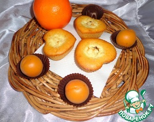 Рецепт Апельсиновые кексы с творожно-шоколадной начинкой