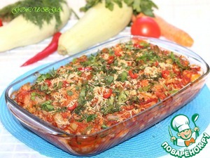 Рецепт Цветная капуста с курицей в томатно-овощном соусе