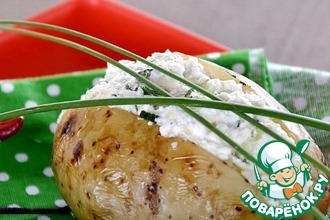 Рецепт: Печёный картофель с творожным салатом