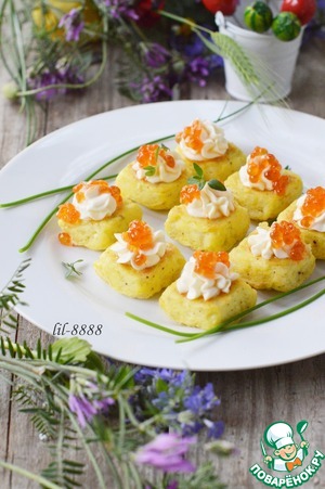 Рецепт Картофельные мини-кексы со сливочным сыром и икрой