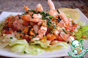 Рецепт Салат из морепродуктов и белой фасоли (Ensalada mariner de alubias blancas)