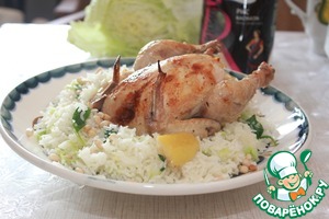Рецепт Цыпленок и ароматный рис со шпинатом и савойской капустой