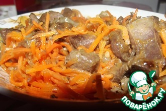 Рецепт: Закуска  Осенняя из свиной печени и корейской моркови
