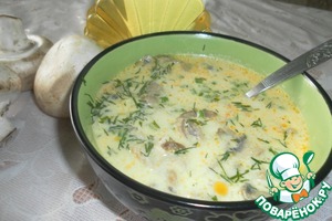 Рецепт Сырный суп с шампиньонами и курицей
