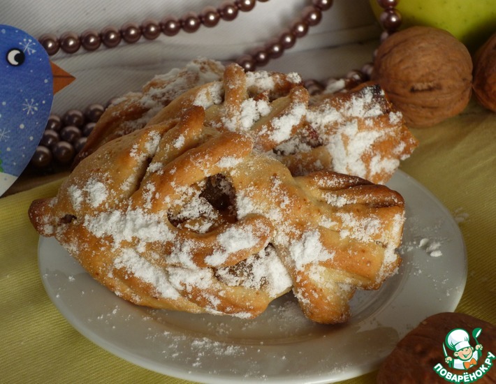 Рецепт: Печенье с яблоком, грецким орехом и корицей