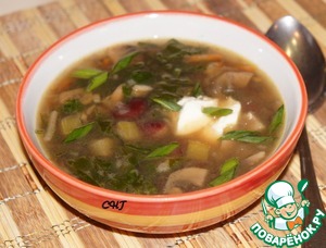 Рецепт Грибной суп с красной фасолью и шпинатом