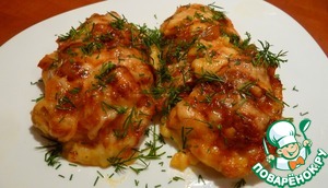 Рецепт Куриное филе с луково-томатным конфитюром под сырной корочкой