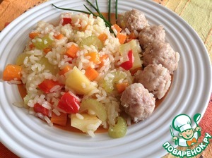 Рецепт Ароматный рис с овощами и фрикадельками