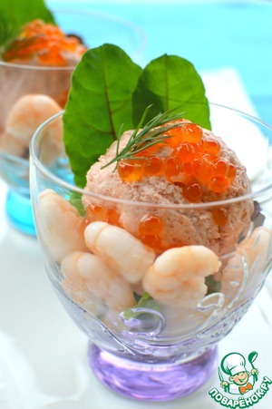 Рецепт Закуска "Креветки с томатным мороженым"