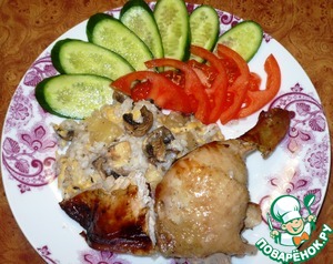 Рецепт Курица, фаршированная ананасами и грибами