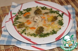 Рецепт Сырный суп с брокколи и фрикадельками