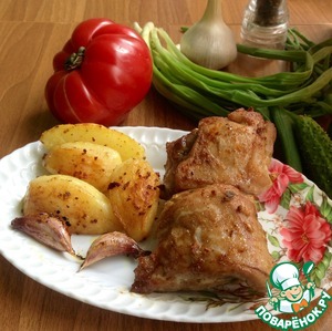 Рецепт Свиная грудинка и ребрышки, запеченные с картофелем