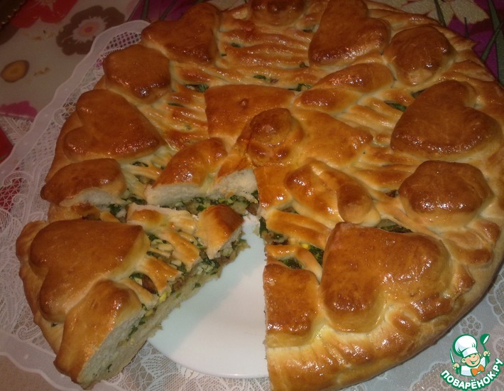 Пирог с зеленым луком на сметанном тесте