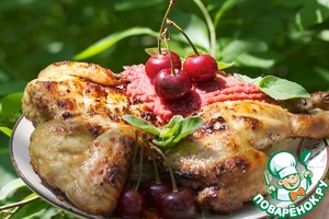 Рецепт Цыпленок-корнишон с луково-вишневым конфитюром