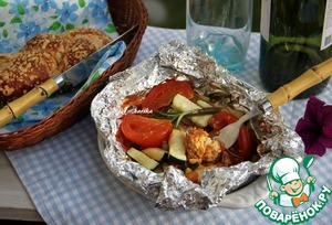 Рецепт Сыр, запечённый в томатно-соевом соусе с овощами