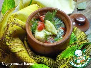 Рецепт Треска с овощами и грибами в сливочно-соевом соусе