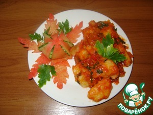 Рецепт Картофельные клёцки в томатном соусе с луком-пореем и базиликом