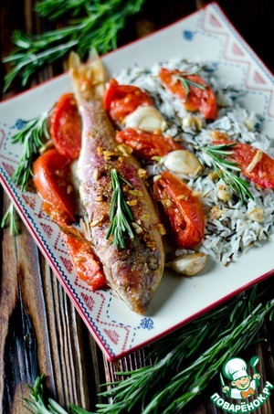 Рецепт Барабулька, запеченная с помидорами и чесноком