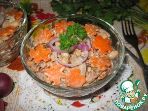 Рецепт Салат из печени с морковью и фасолью
