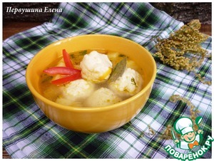 Рецепт Куриный суп с сырно-рисовыми клецками
