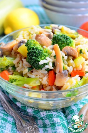 Рецепт Теплый салат из бурого риса с овощами